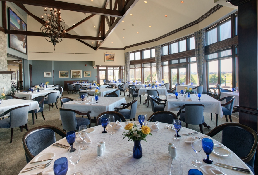 Dining room at Fox Harb'r Resort with an ocean view